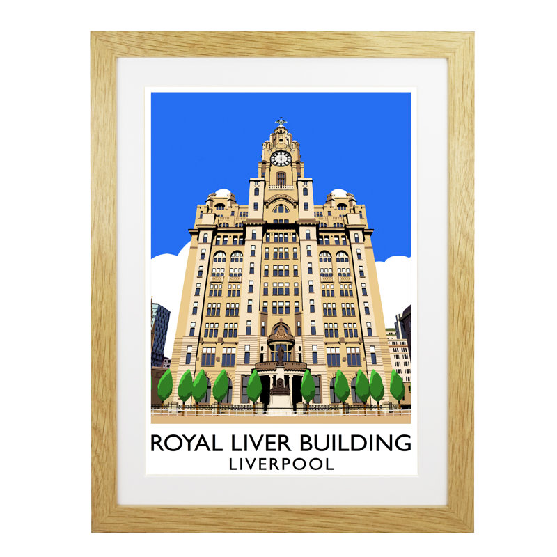 'Royal Liver Building' 1 Piece Wall Art, 54 cm H x 44 cm W x 2.2 cm D, Oak Wood Frame
