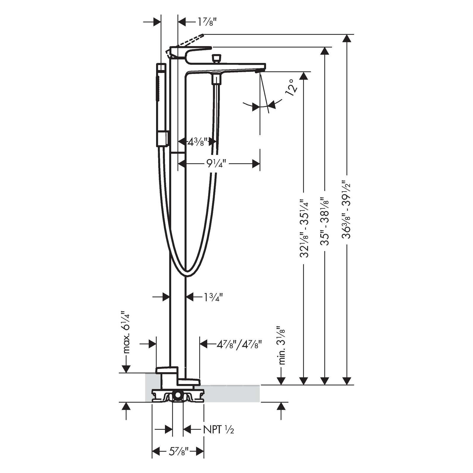 Metropol Freestanding Tub Filler Trim with Lever Handle and 1.75 GPM Handshower Trim Set Only, Brushed Bronze