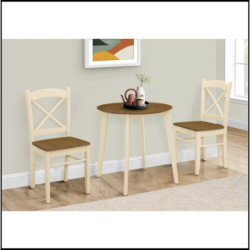 Table de salle à manger, ronde de 30 po, petite cuisine, salle à manger, placage, pieds en bois, transitionnel
