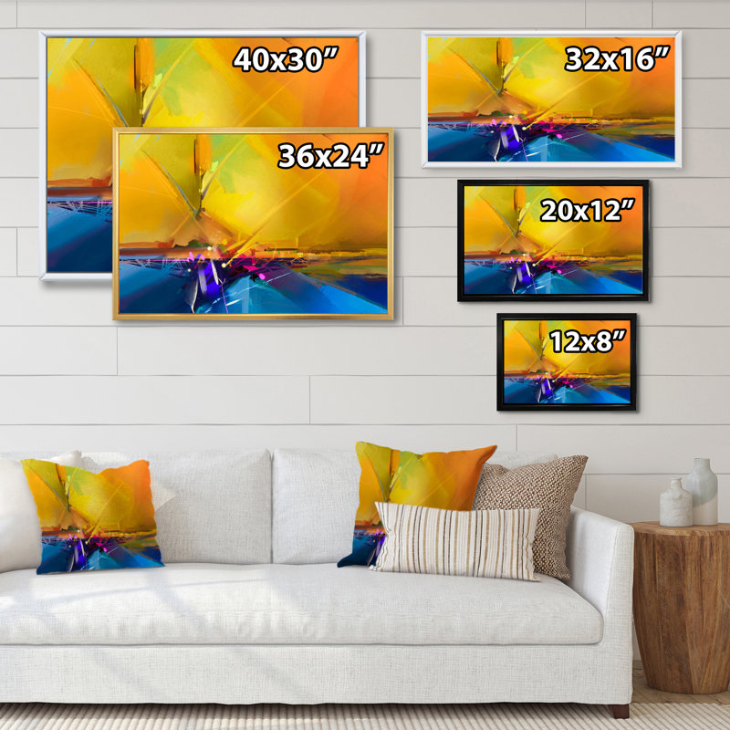 Impression sur toile Modern Ocean Waves Impression II - Floater, H 16 po x l 32 po x P 1 po, Cadre flottant noir