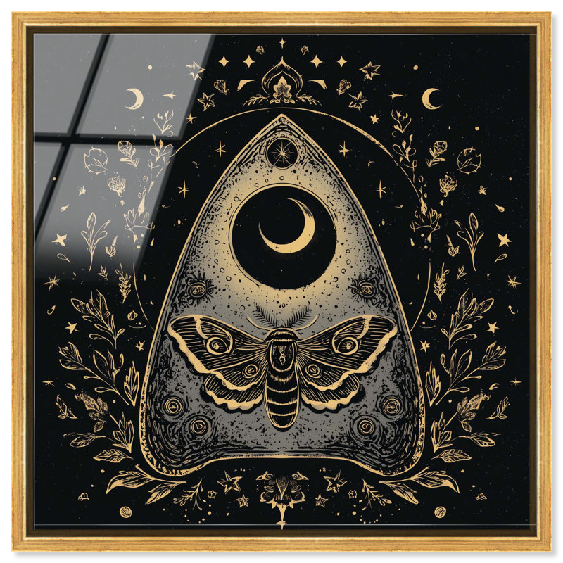 «Ouija Moth Planchette», reproduction murale encadrée à imprimé acrylique par Art Remedy, cadre doré, 40 x 40, Gold Frame