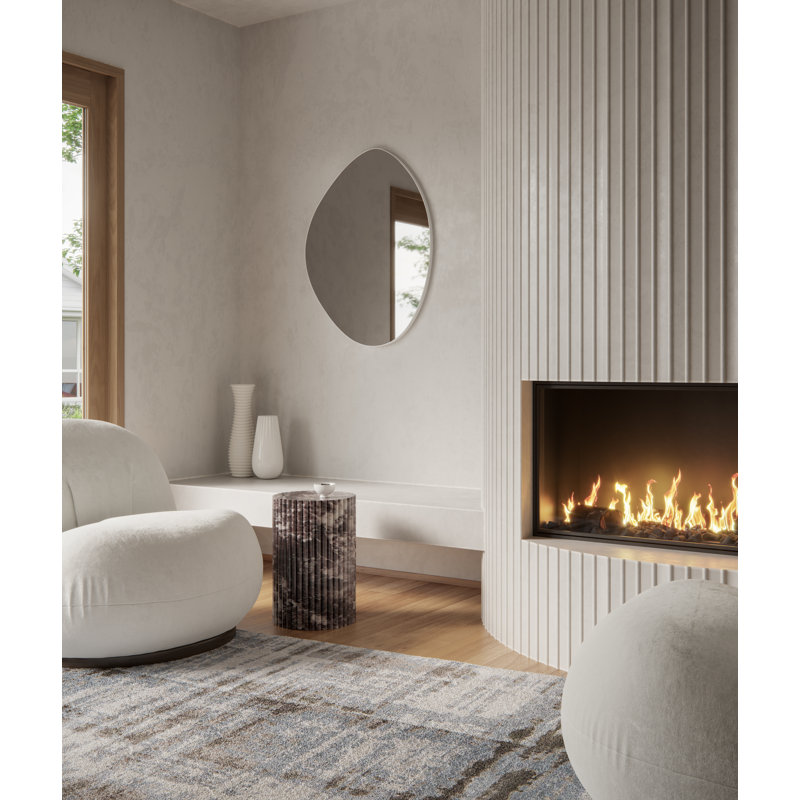 Wall Mounted Mirror, 28" x 36", White, Asymmetrical
