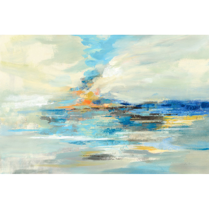 Nuage se brisant, Abstrait, Tropical, Plage, Bord de mer, Doux, Bleu, Indigo, Cyan, Bleu sarcelle, Orange, Jaune