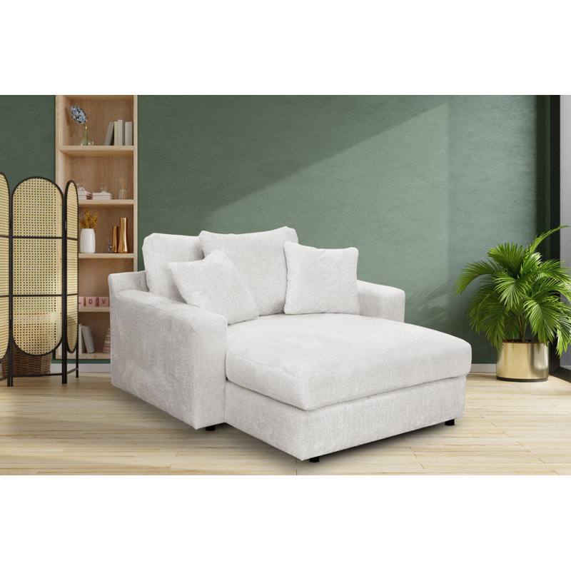 Caegan Upholstered Chaise Lounge, Dove Boucle