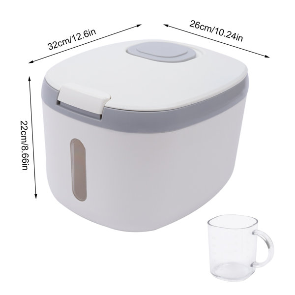 Brittana Airtight Rice Dispenser Kitchen Food Storage Container Flip Cover with Measuring Cup 22lbs/10kg Prep & Savour