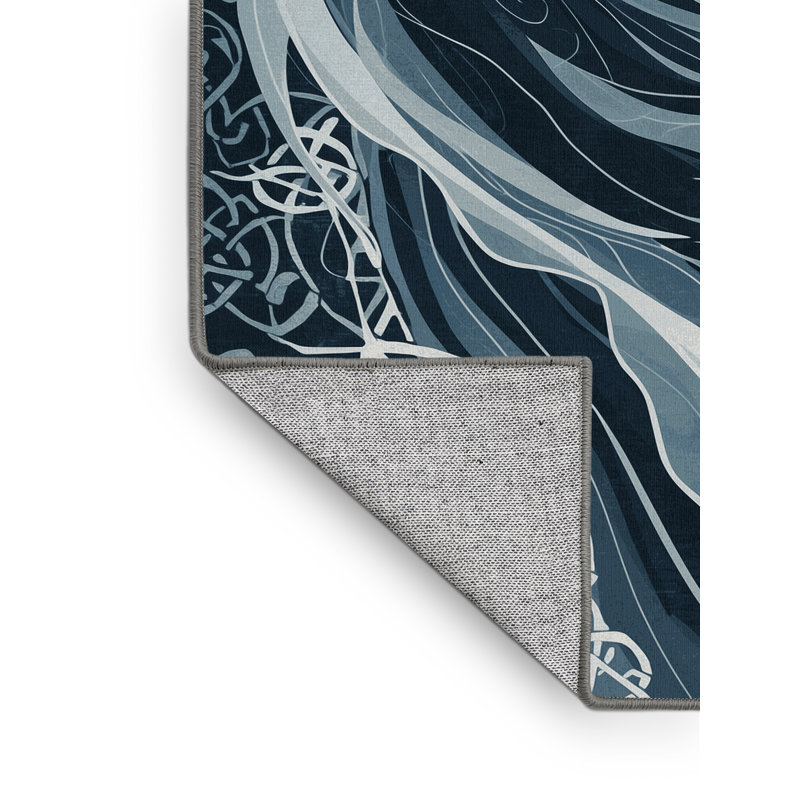 Machine Washable Justin Banshee Eclectic Abstract Rug in Gray – Gray Binding, 7x10
