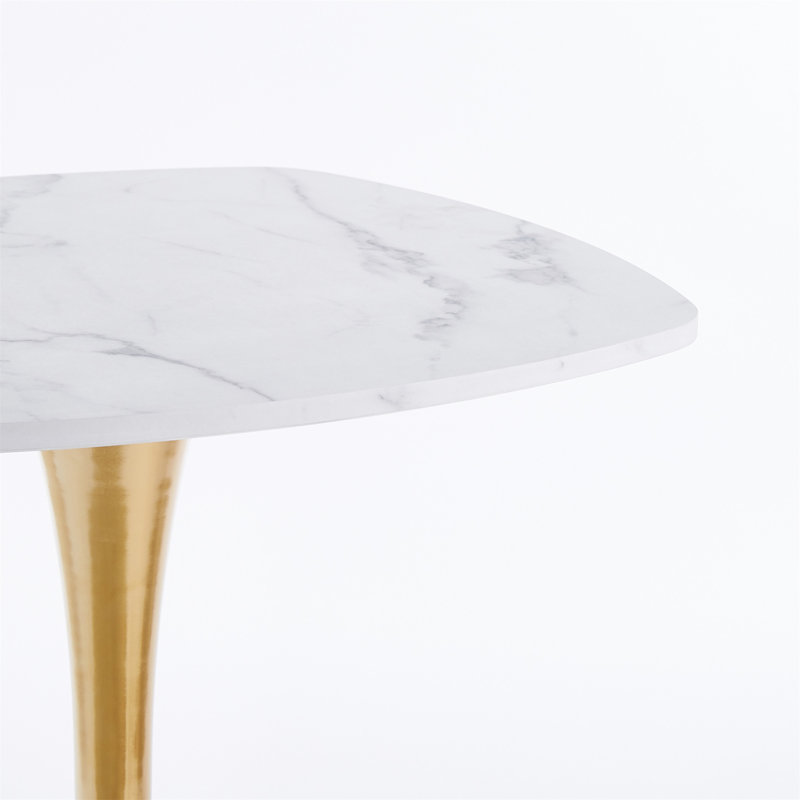 31.5"Squaretulip Dining Table For 2-4 Persons Modern Mid-Century Kitchen Table With  MDF Top&Golden Metal Pedestal Base Small Space Leisure Table For Living Room Apartment Bistro Cafe (&Gold (Table Only)