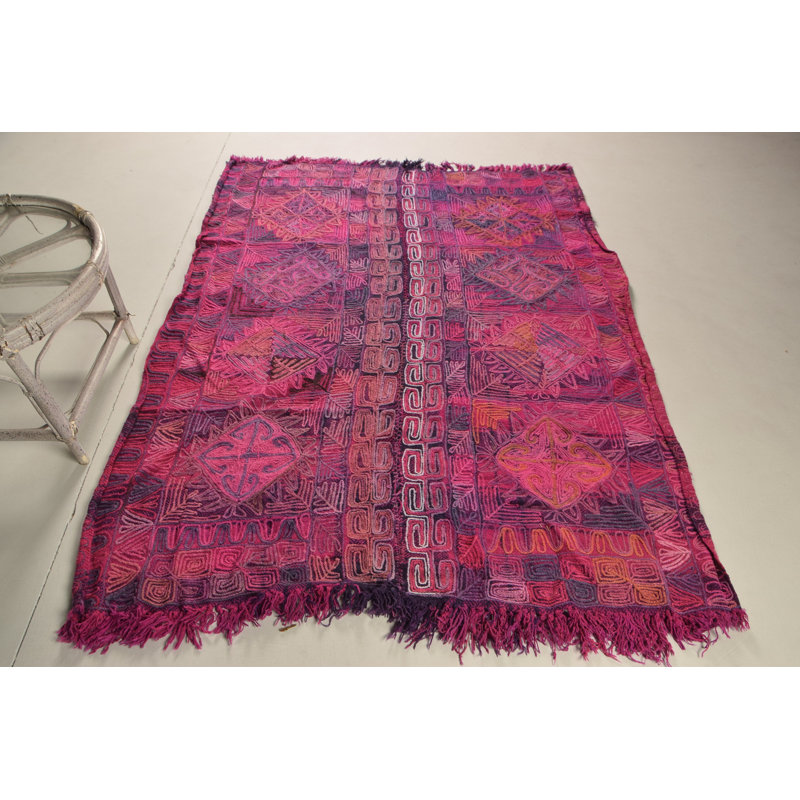 Tapis turc antique Herki rose vif pour une décoration intérieure élégante