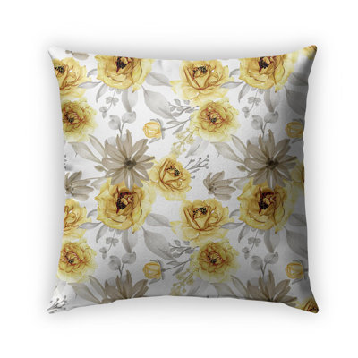 Throw Pillow Gold Flowers