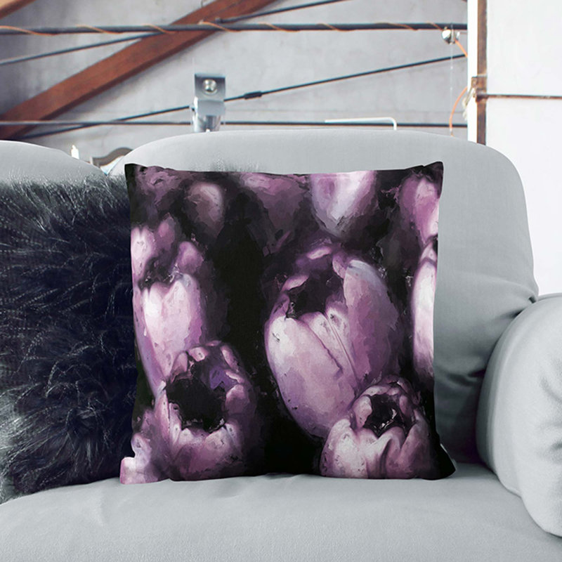 Floral Square Throw Cushion, Stone, 40cm H x 40cm W x 15cm D