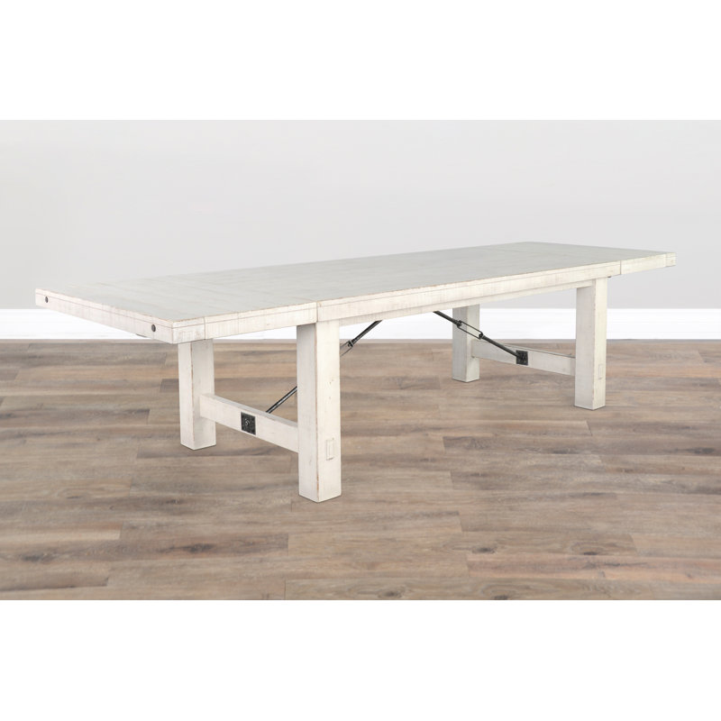 Hardin Extendable Mahogany Solid Wood Dining Table, White Sand