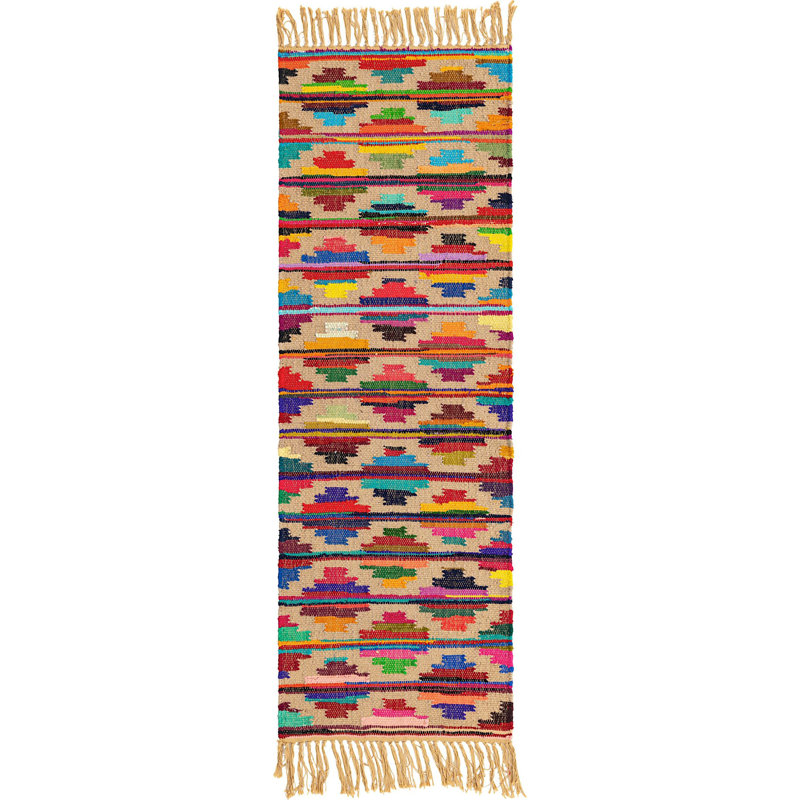 Cotton Geometric Indoor Rug, Runner 2'2" x 6'