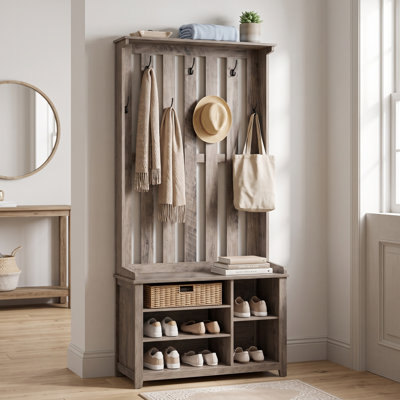 Gaonou 32.1" W Manufactured Wood Hall Tree with Bench and Shoe Storage
