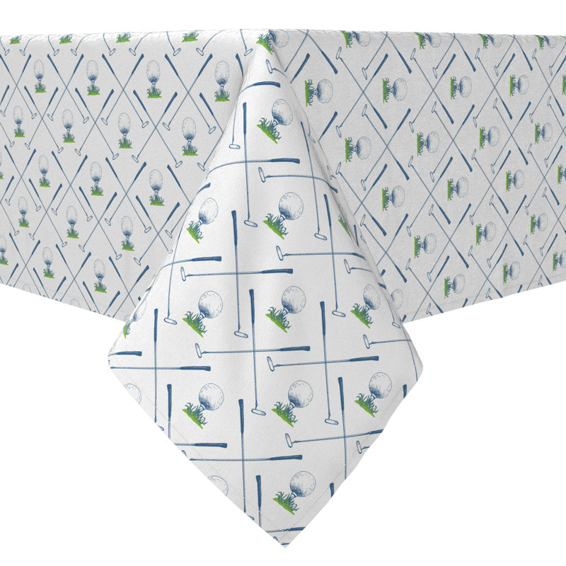 Rectangular Geometric Cotton Twill Table Runner, 60" x 60"