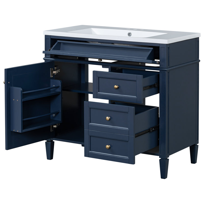 Meuble-lavabo 36 po avec lavabo supérieur, Bleu