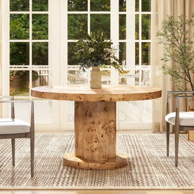 Jake 51" 5-6 Seater Round Burl Pillar Dining Table by Loon Peak