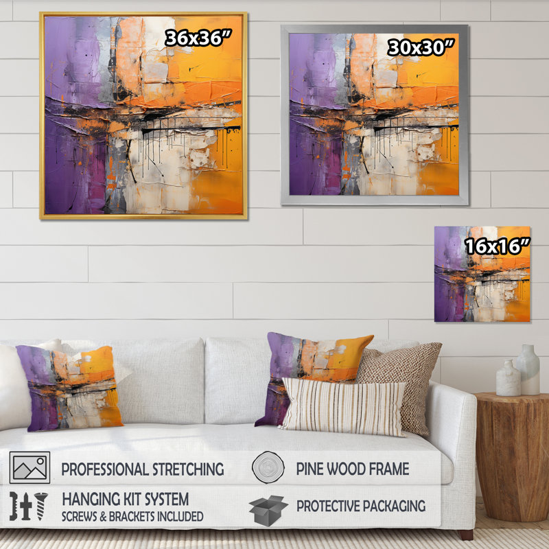 Collage Impressions IV On Canvas Print, Gold Single Picture Framed, 36" H x 36" W x 1.5" D