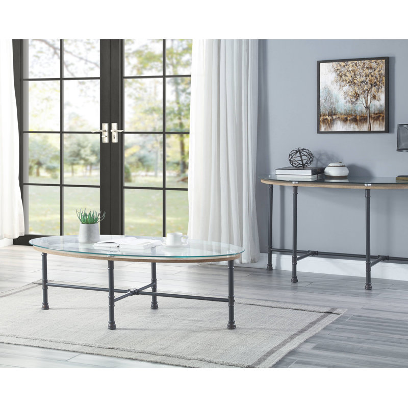 Javiar Oval Coffee Table with Glass Top