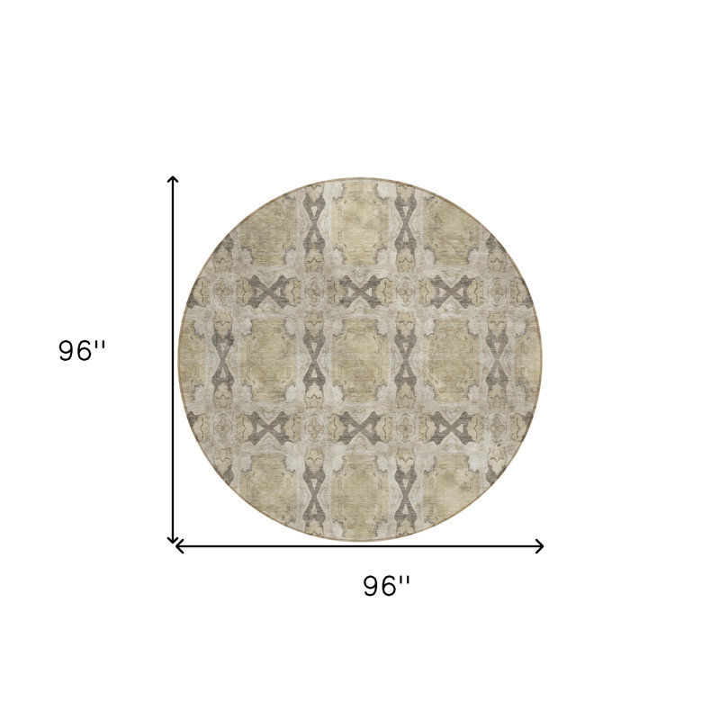Tapis intérieur lavable rond 8 pi beige et gris HomeRoots