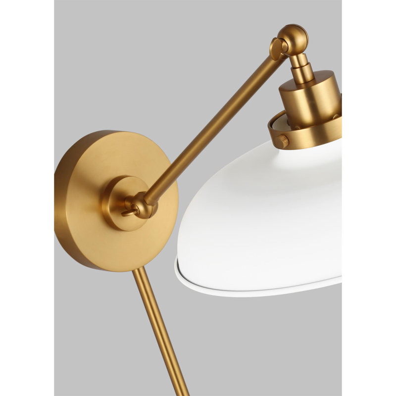 Wellfleet 1 - Light Armed Sconce, Burnished Brass, Matte White