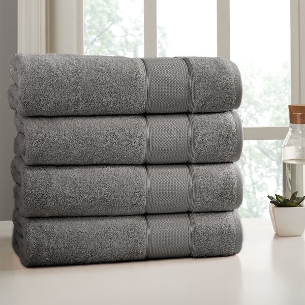 Spunloft 100% Cotton Bath Sheet Towel (Set of 4) Charlton Home Color: Charcoal