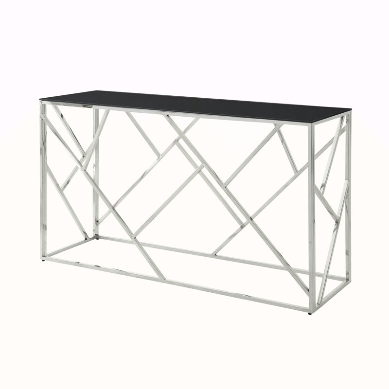 Modern Glass Console Table, Chrome