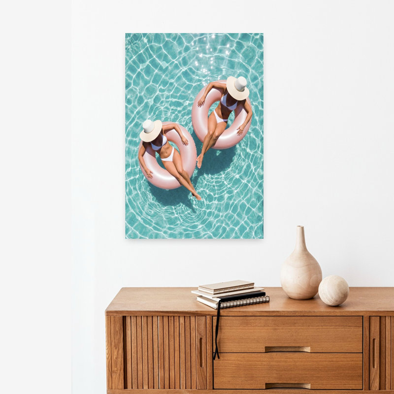 Art mural contemporain abstrait flottant dans la piscine, H 24 po x l 16 po
