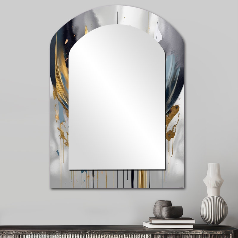 Shapes And Lines Abstract Marble III - Miroir mural décoratif asymétrique en marbre, 34 po x 25 po