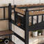 Lit mezzanine double XL avec escalier de rangement, cadre de lit mezzanine en métal