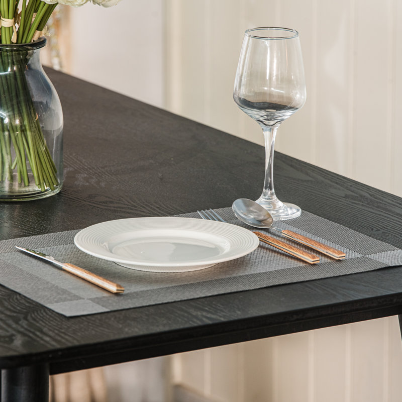 Cronk 4-Person Rectangular Pine Wood Dining Table, Black