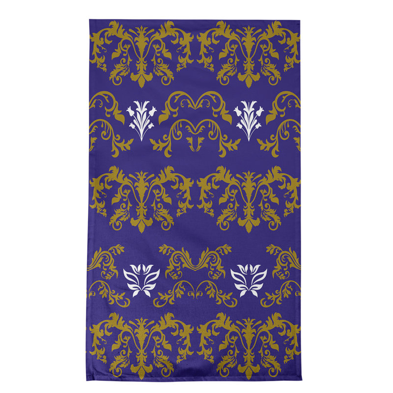 Football Baroque Pattern Tea Towel Kitchen Towel, Metallic Gold/Purple/White