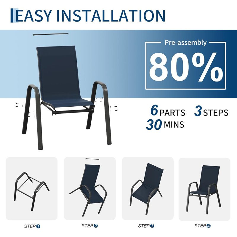 Stackable Dining Chairs , 300lb Capacity, All Weather, Gray