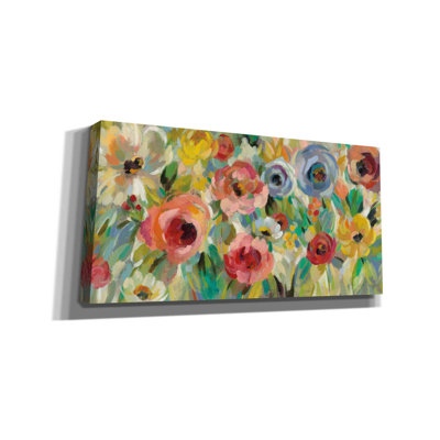 «Vivid Coral Floral I» par Silvia Vassileva, peinture sur toile tendue