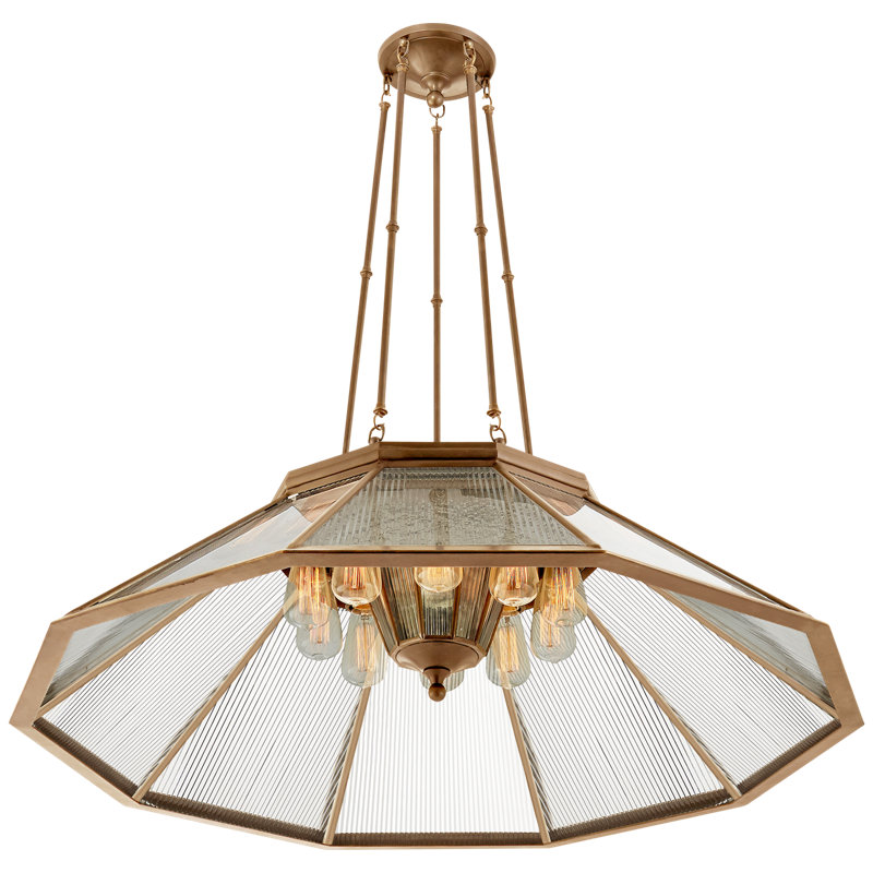 Rivington 10 - Light Chandelier, Clear Ribbed Glass, Polished Nickel
