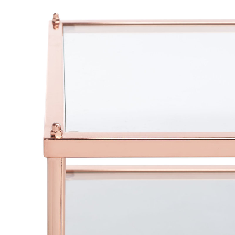 Glass Top End Table, Rose Gold