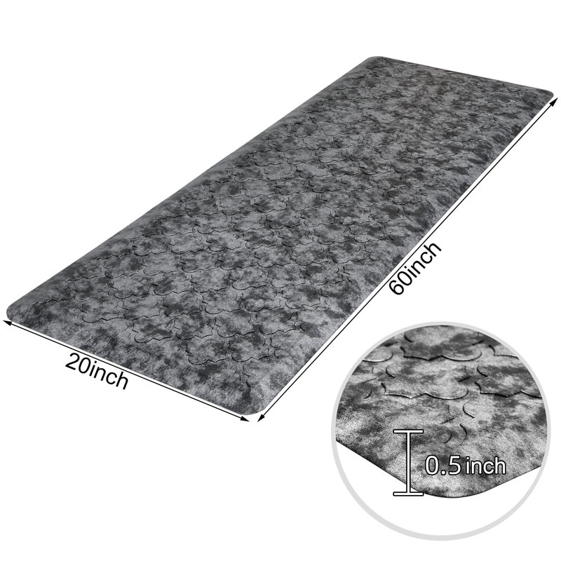 Tapis de cuisine Makasha, Tapis de couloir 1 pi 8 po x 4 pi 11 po, Gris argenté