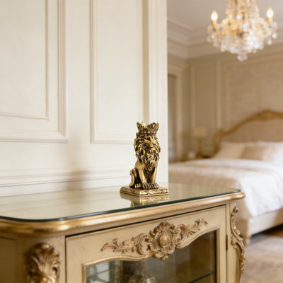 Crown Lion Statue Home Decor Suitable For Living Room, Office Majestic Sculpture, Symbol Of Power Gift, Suitable For Leo And Lion Enthusiasts
