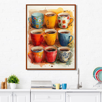 Tasse de café rouge et bleu Boho Morning II - café, art mural