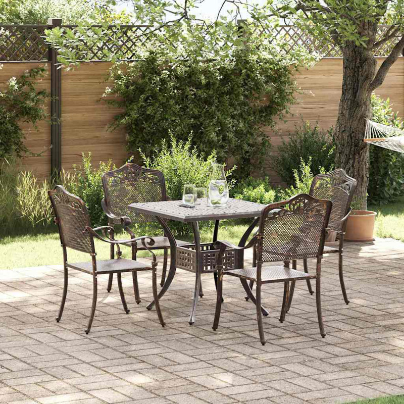 4 - Person Patio Dining Set with Square Table, Bronze