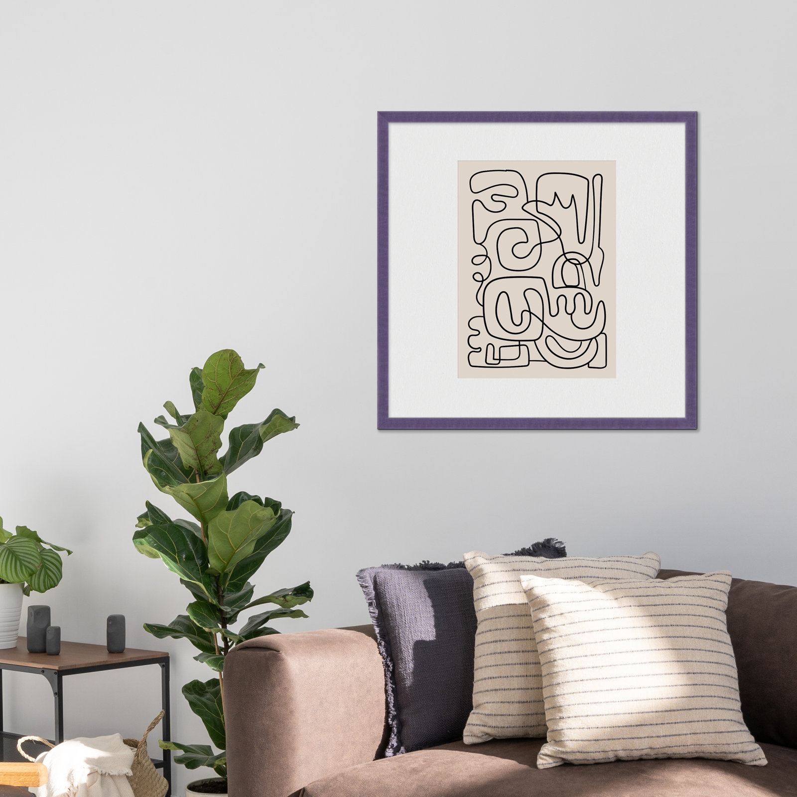 Linnson Wood Picture Frame with Mat, Purple, 8" x 10", 16" x 20"