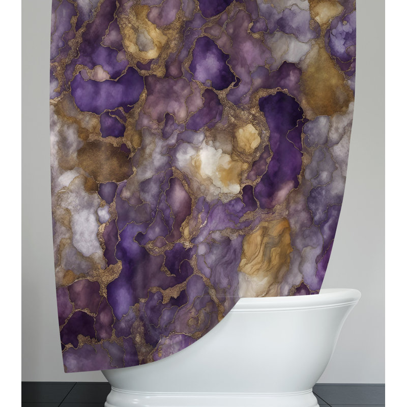 Rideau de douche Izayah, 70" W x 93" L, Purple/Gold