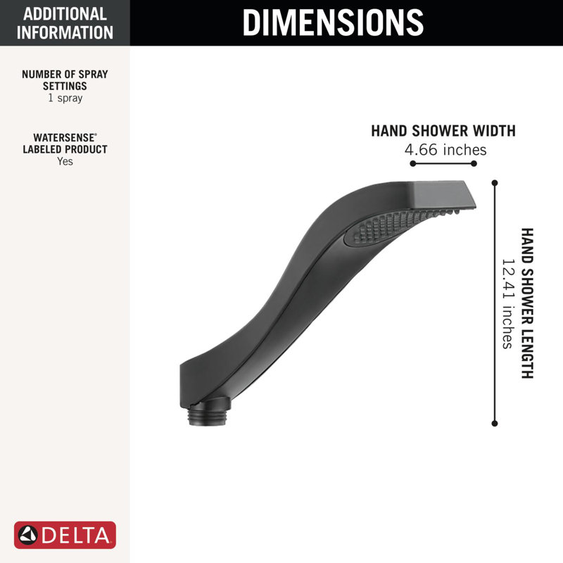 Dryden Single-Setting Hand Held Shower, Handheld Shower Head