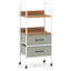 1 chariot de rangement utilitaire roulant PCS avec 2 tablettes ouvertes et 2 tiroirs en tissu pour la chambre à coucher