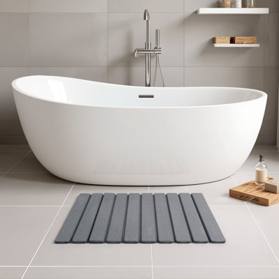 Foldable Stone Bath Mat 24x16 inch, Diatomaceous Earth Bath Mat, Super Absorbent, Quick-Drying, Non-Slip, Space-Saving, Easy to Clean for Bathroom/Kitchen