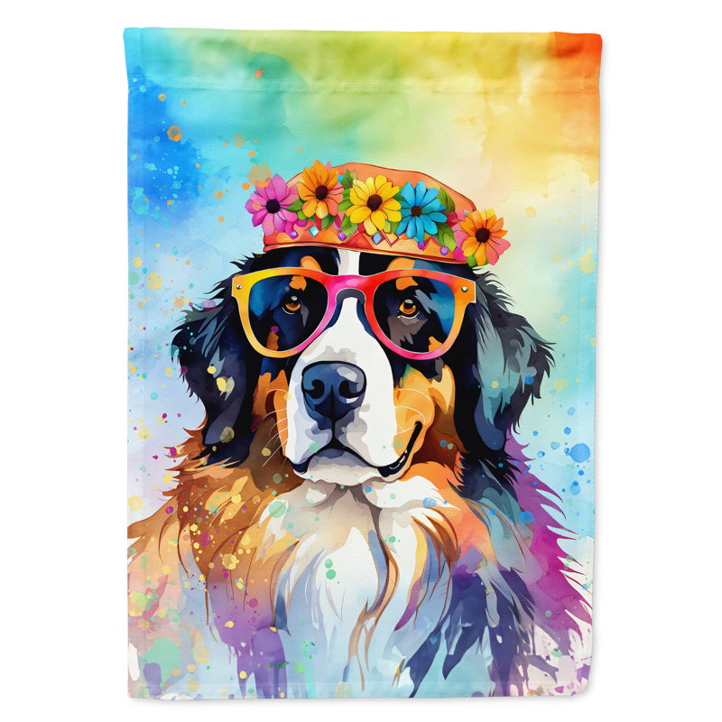Drapeau de jardin Hippie Dawg, Bernese Mountain Dog