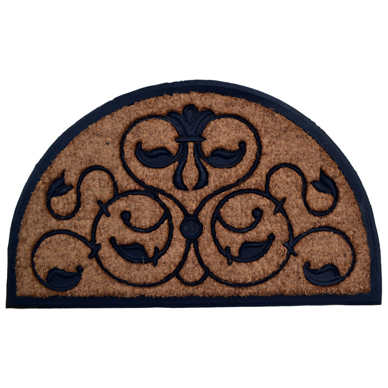 Tapis d’extérieur antidérapant demi-rond Needville, Demi-cercle 1 pi 6 po x 2 pi 6 po