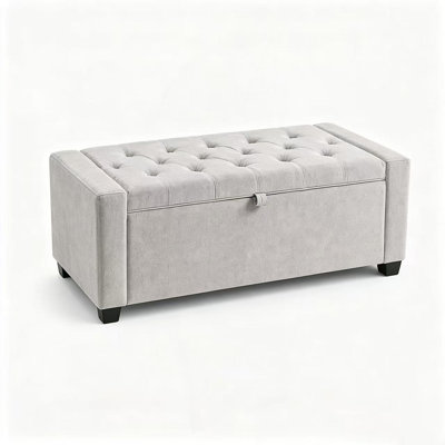 Storage Bench, End Of Bed Bench, Upholstered Ottoman Bench With Safety Hinge