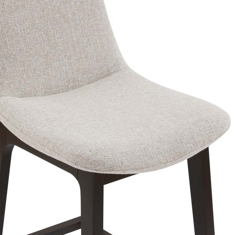 Tabouret de bar et de comptoir rembourré avec pieds en bois massif (ensemble de 2), Beige, Counter Stool (26” Seat Height)