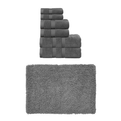 Bruno Collection 100% Soft Cotton Bath Towel Set & Bath Rug