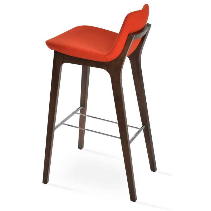Pera HB Wood Bar & Counter Stool, Orange, Bar Stool (29" Seat Height)
